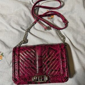 Rebecca Minkoff Magneta Snake Embossed Leather crossbody Chain strap bag